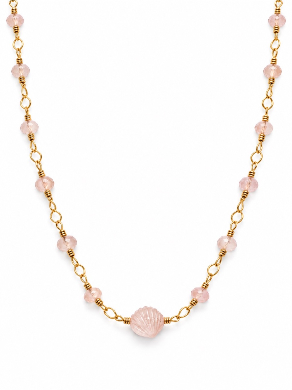 Rose Quartz Seashell Necklace (AWL3)